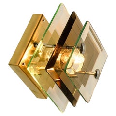 1 of the 3 Layered Smoked Glass Brass Wall Lights Flush Mounts by Veca