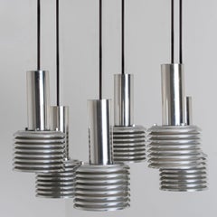 1 of the 3 Metal and Chrome Pendant Lights by Staff Leuchten, 1970s