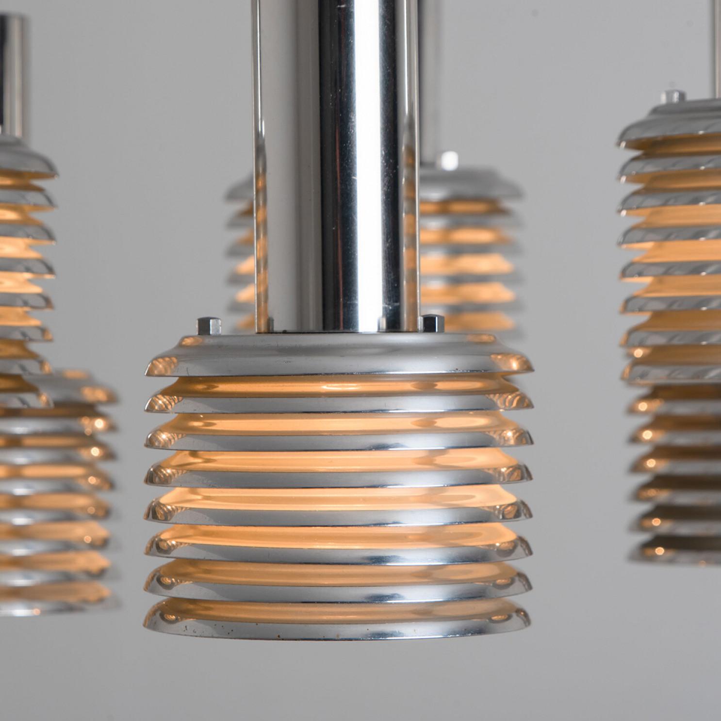 German 1 of the 3 Metal and Chrome Pendant Lights by Staff Leuchten, 1970s For Sale