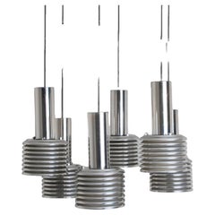 1 des 3 lampes suspendues en métal et chrome de Staff Leuchten, années 1970