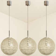 1 of the 3 Murano Clear Glass Pendant Lights, 1960s