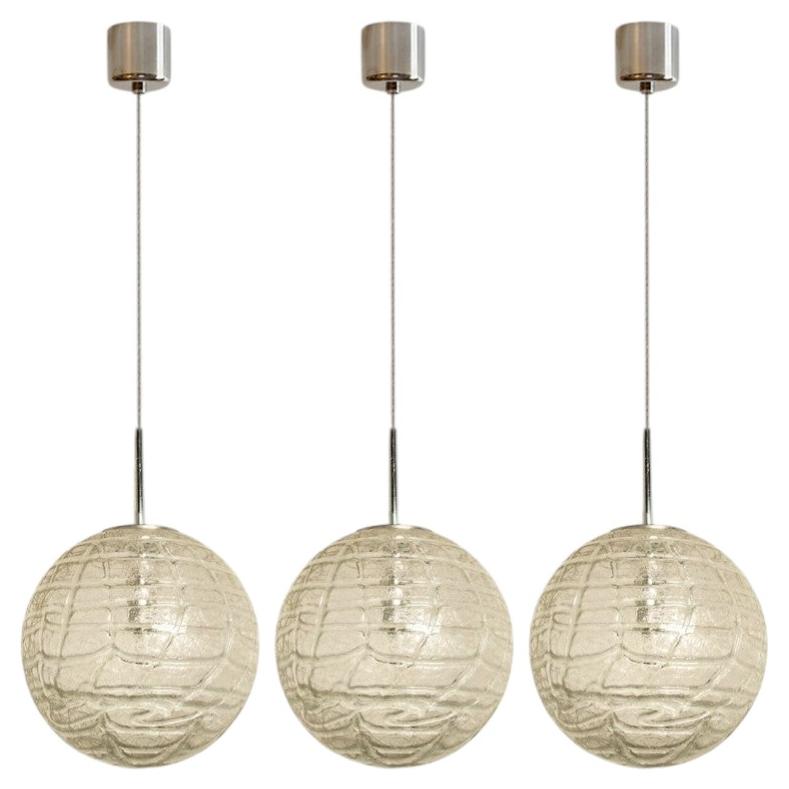 1 of the 3 Murano Clear Glass Pendant Lights, 1960s