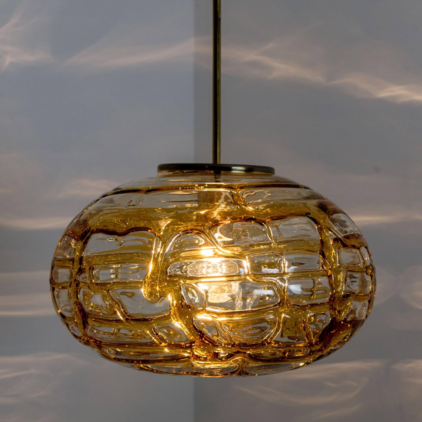 1 of the 3 Murano Yellow Glass Pendant Light, Different Shapes, 1960s For Sale 1
