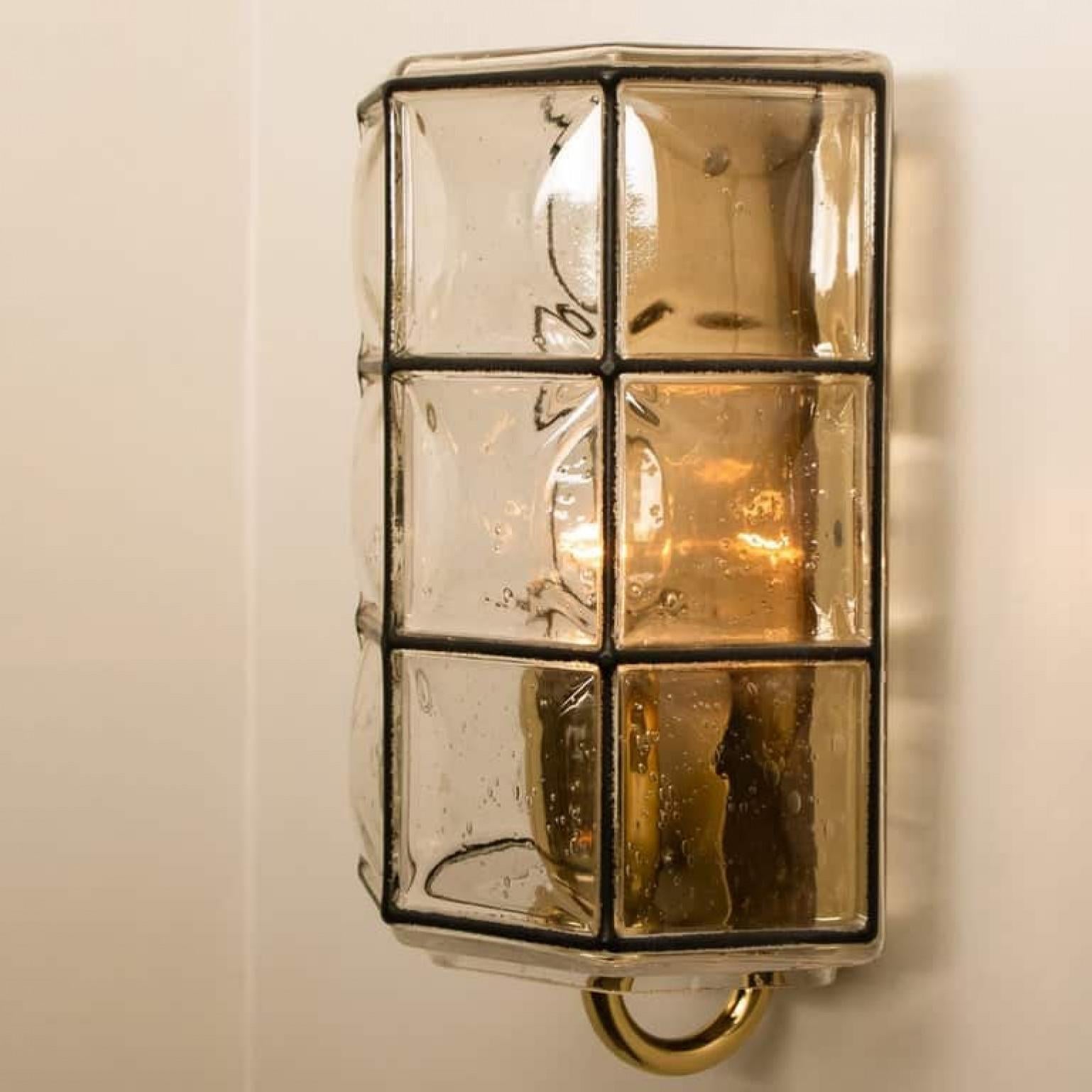 1 of the 3 of Iron and Bubble Glass Sconces Wall Lamps by Limburg, Germany, 1960 For Sale 4