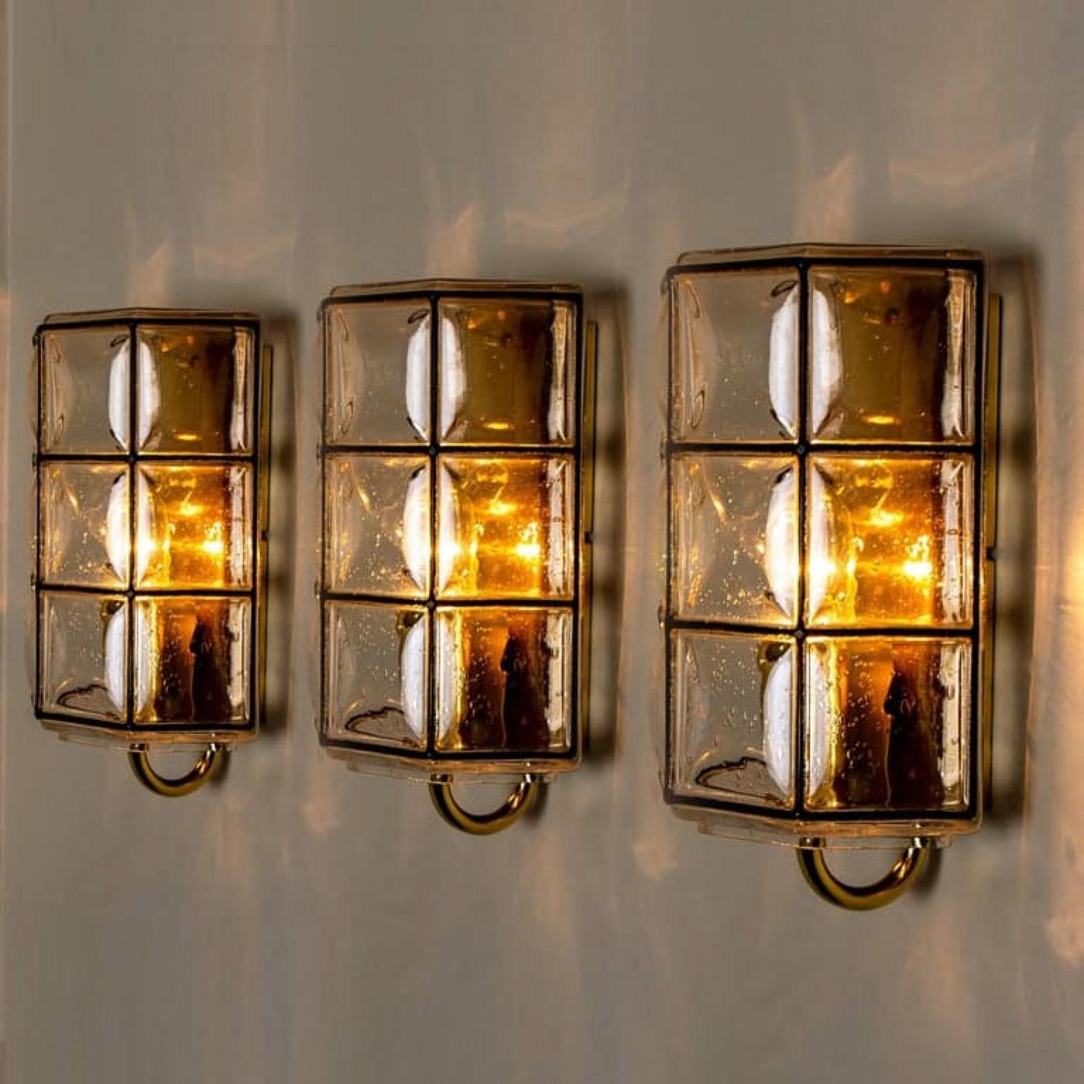 1 of the 3 of Iron and Bubble Glass Sconces Wall Lamps by Limburg, Germany, 1960 In Good Condition For Sale In Rijssen, NL