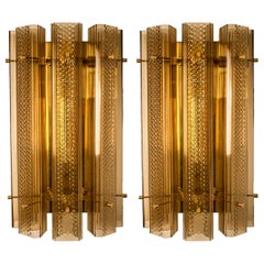 1 of the 3 Pairs of Extra Large Murano Wall Sconces/Wall Lights Glass and Brass