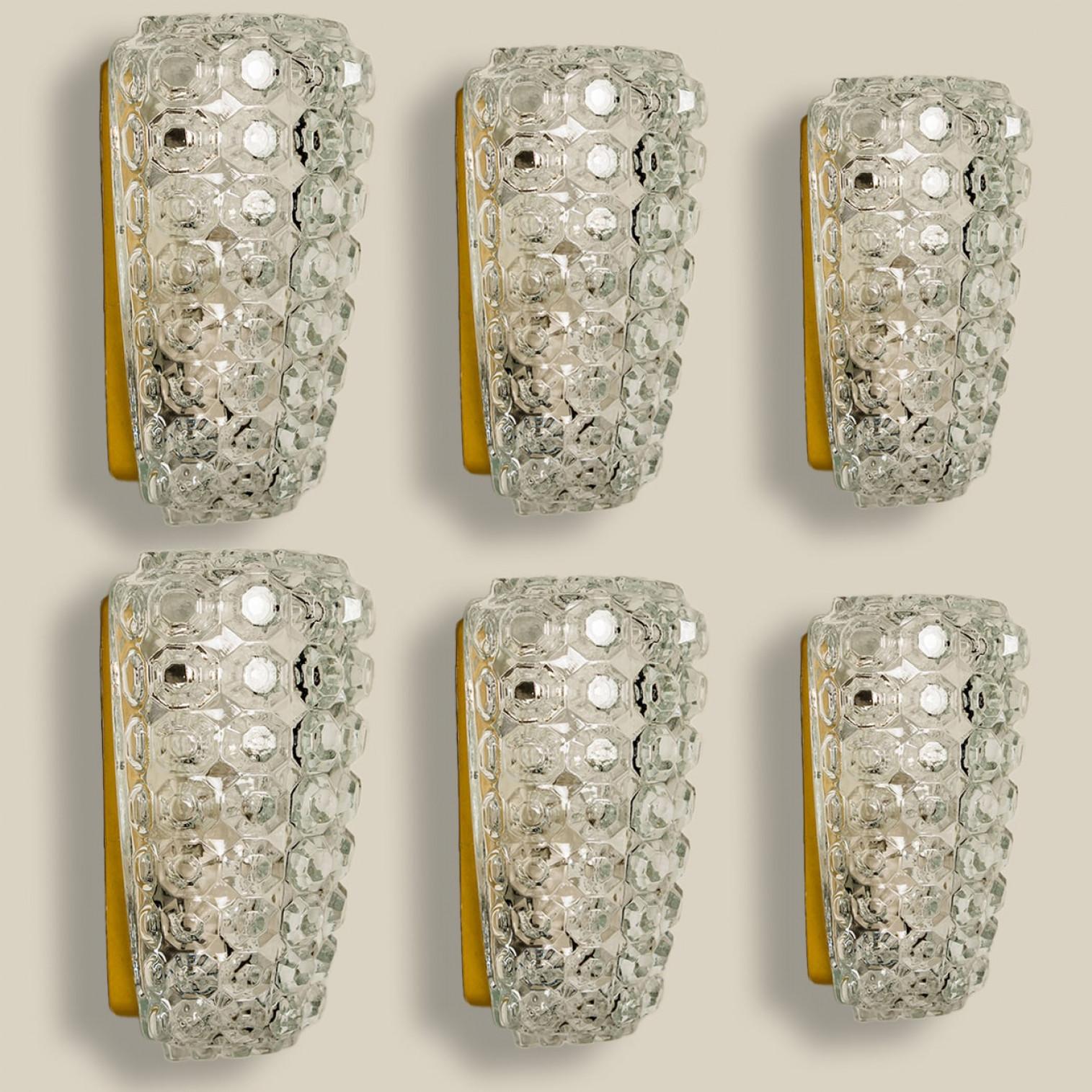 1 der 3 Paar Glaswandleuchten Sconces von Tynell für Glashütte, 1960 im Angebot 8