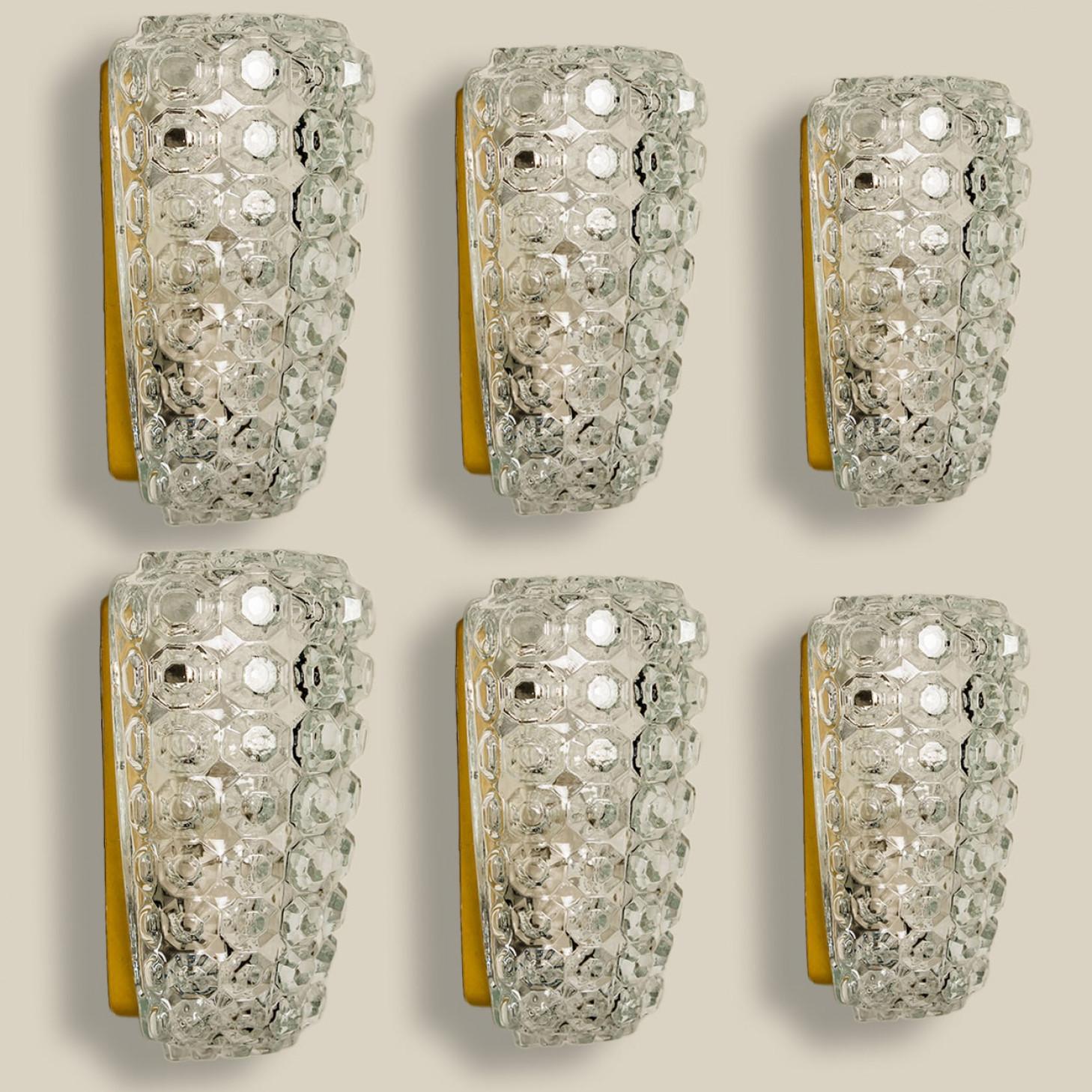 1 of the 3 Pairs of Glass Wall Lights Sconces by Tynell for Glashütte, 1960 en vente 8