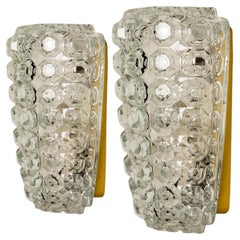 1 of the 3 Pairs of Glass Wall Lights Sconces by Tynell for Glashütte, 1960