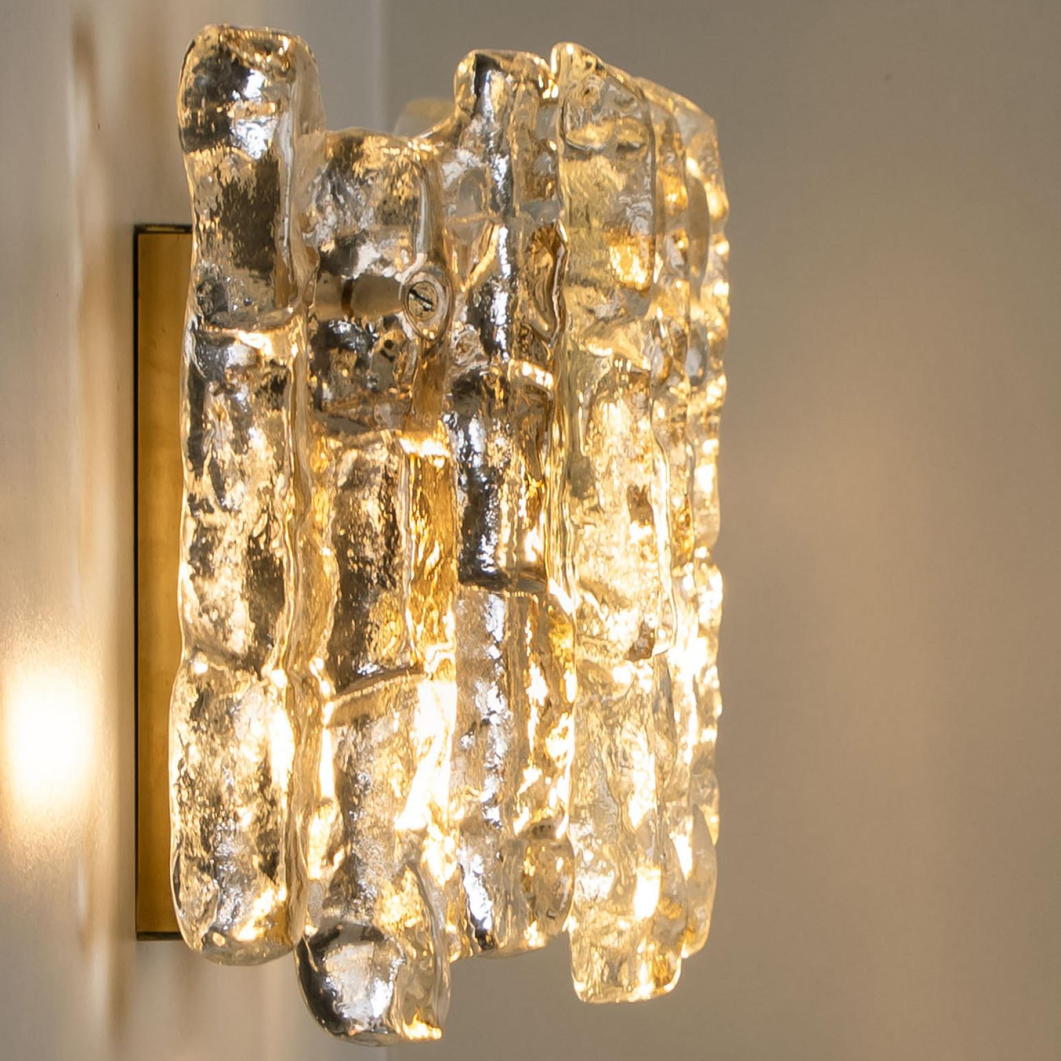 Brushed 1 of the 3 Pairs of Large Kalmar Wall Sconces by J.T. Kalmar, Austria, 1970s For Sale
