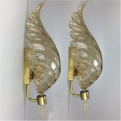 1 of the 3 Pairs of Large Wall Sconces Barovier & Toso Gold Glass Murano, 1960