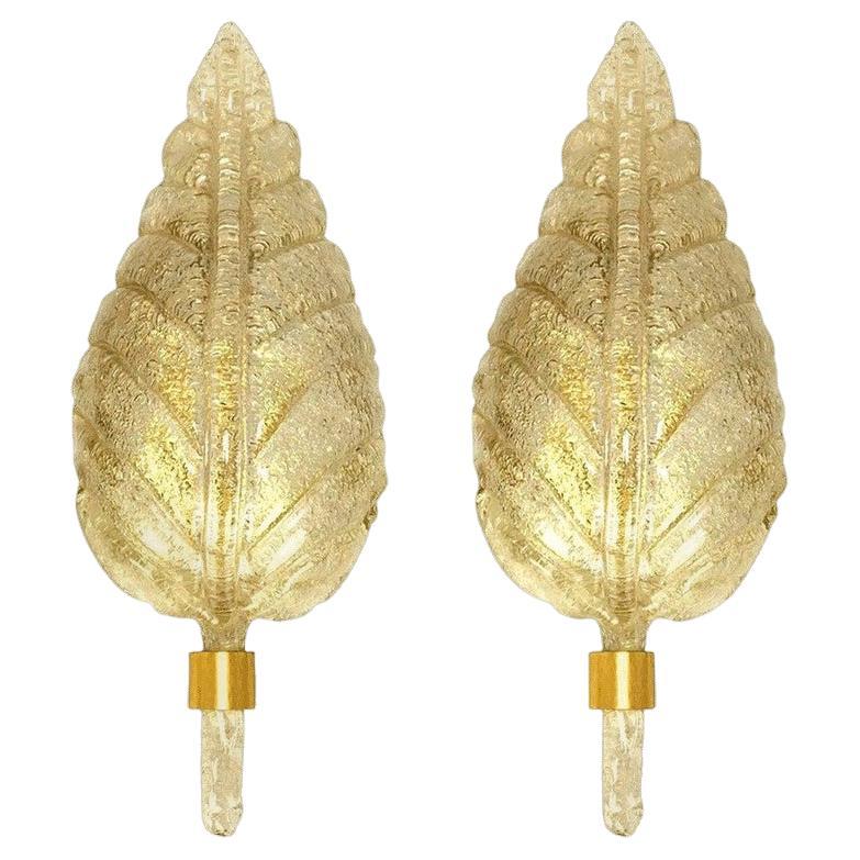 1 of the 3 Pairs of Large Wall Sconces Barovier
Toso Gold Glass Murano, 1960