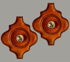 1 of the 3 Pairs, Orange Brown, Ceramic Wall Lights, Germany