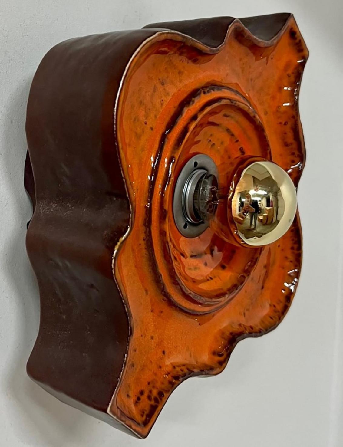 1 of the 3 Pairs, Orange Brown, Ceramic Wall Lights, Germany For Sale 3