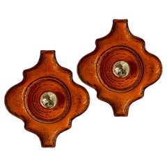 1 of the 3 Pairs, Orange Brown, Ceramic Wall Lights, Germany
