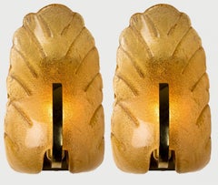 1 de los 3 apliques de pared «Glass Leaf» de Fagerlund para Orrefors, 1960