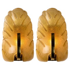 1 de los 3 apliques de pared «Glass Leaf» de Fagerlund para Orrefors, 1960