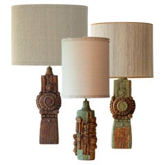 1 der 3  Rooke Lamps, Lampenschirme aus Seide von R. Houben