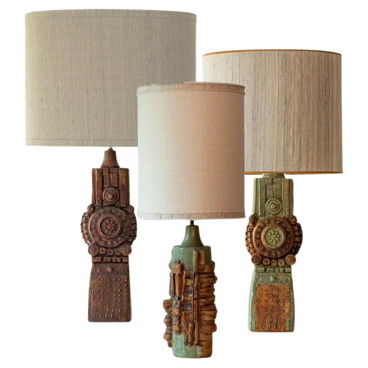 1 of the 3  Rooke Lamps, Custom Silk Lamp Shades by R. Houben im Angebot