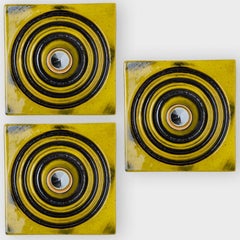 1 of the 3 Square Ceramic Wall Lights Fat Lava Style, 1970