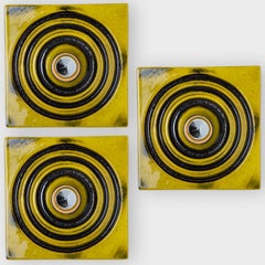 1 of the 3 Square Ceramic Wall Lights Fat Lava Style, 1970