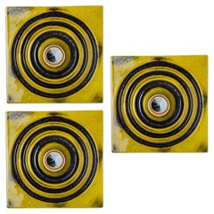 1 of the 3 Square Ceramic Wall Lights Fat Lava Style, 1970