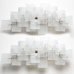 1 der 3 quadratischen Wandleuchten aus Glas und Messing von Doria Leuchten, 1970er Jahre