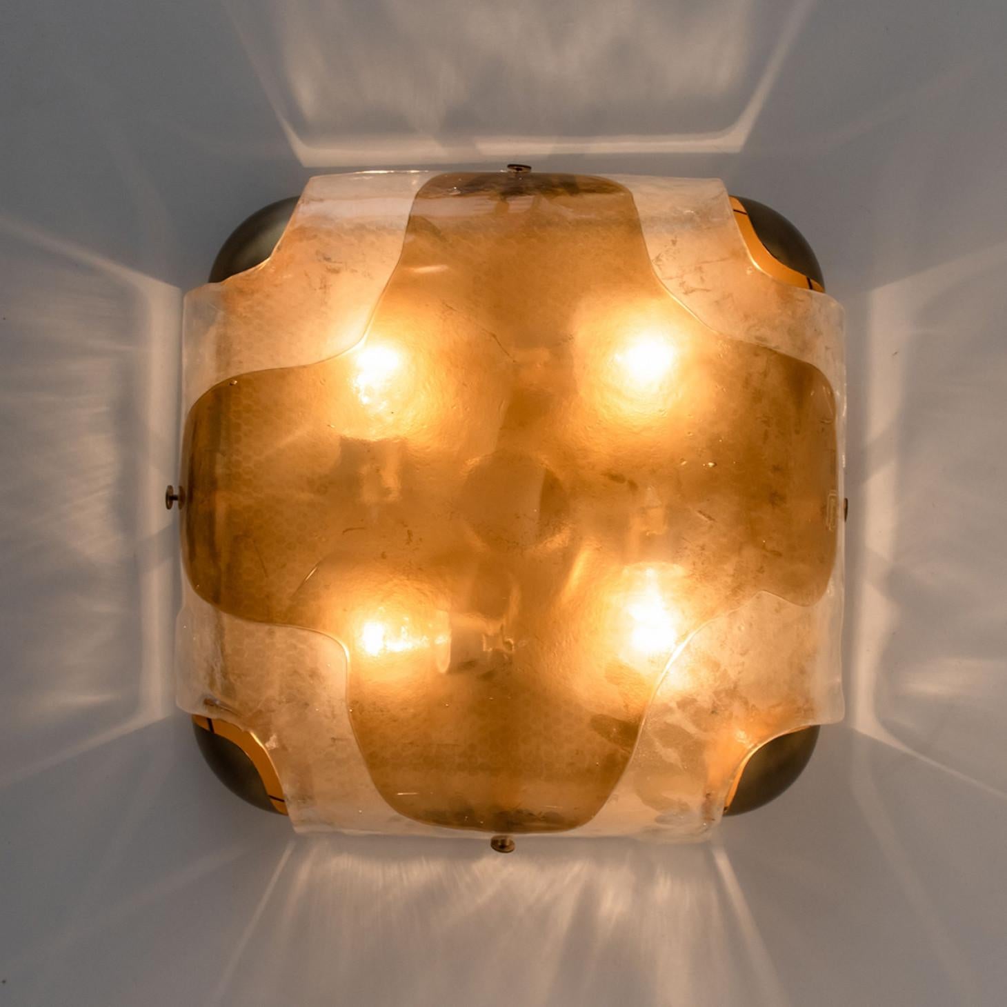 1 of the 3  Two-tone Brass Glass Wall Light by J.T. Kalmar, Austria, 1960s For Sale 4