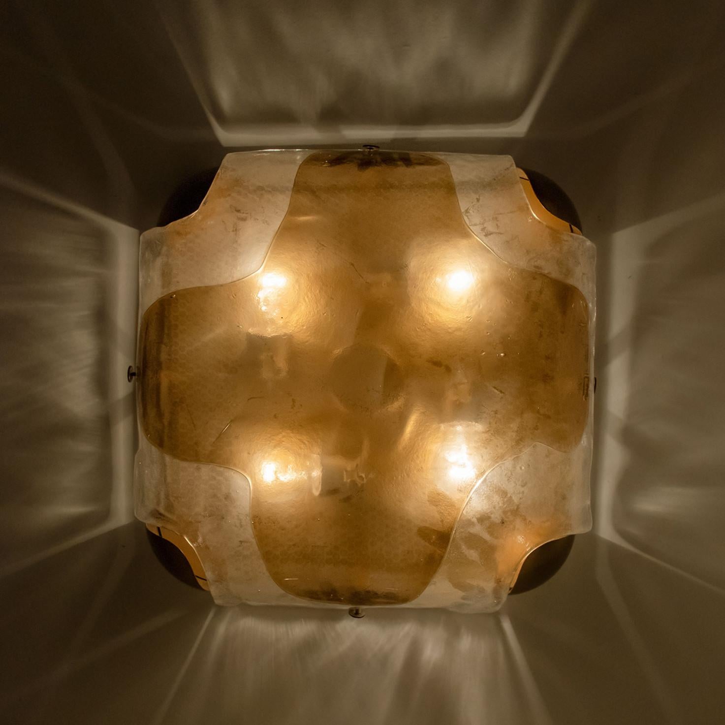 1 of the 3  Two-tone Brass Glass Wall Light by J.T. Kalmar, Austria, 1960s For Sale 5