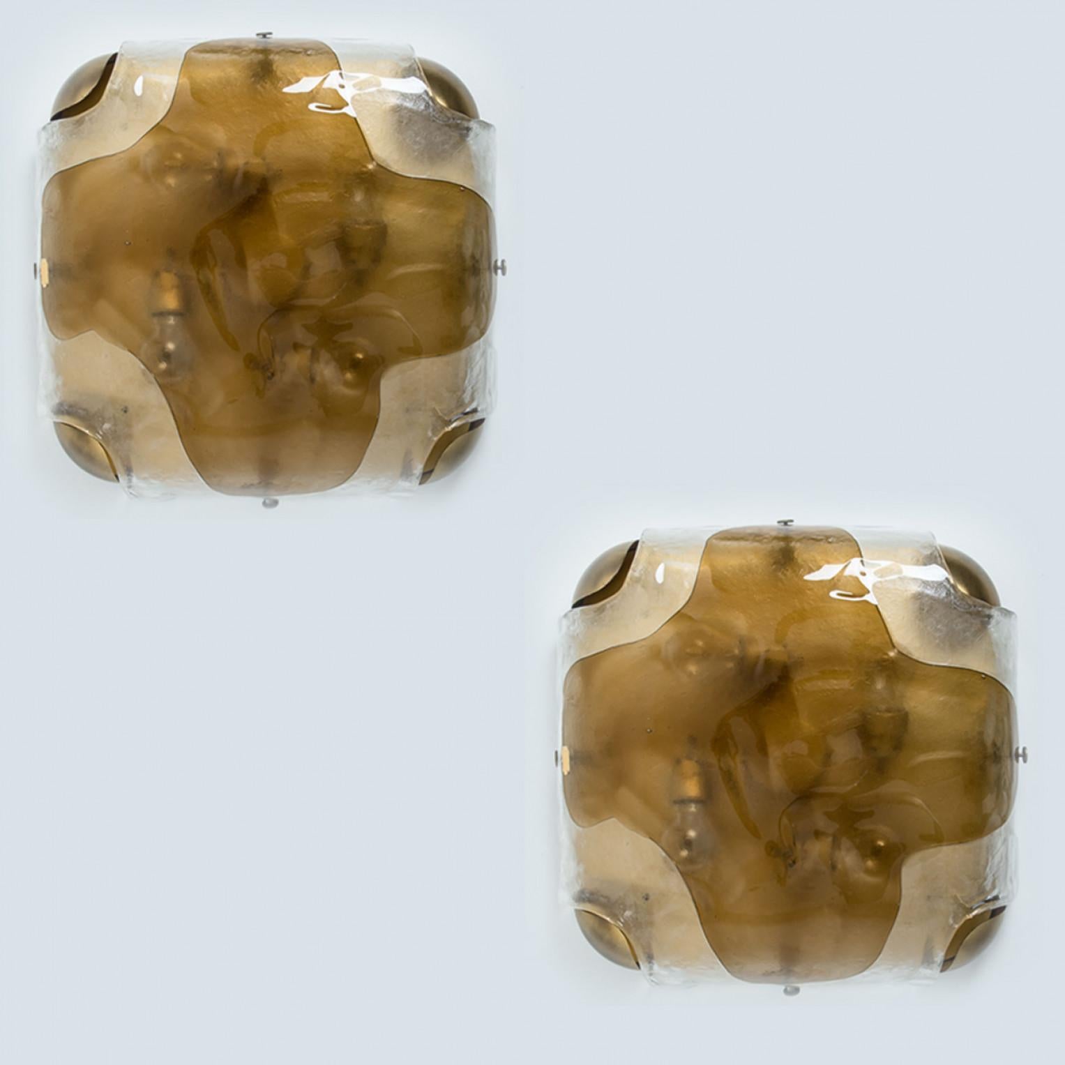 1 der 3  Wandleuchte aus zweifarbigem Messingglas von J.T. Kalmar, Österreich, 1960er-Jahre im Angebot 7