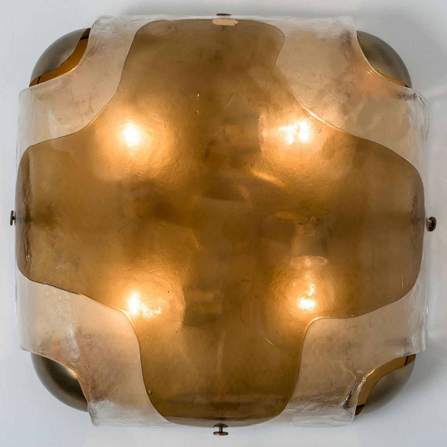 1 of the 3  Two-tone Brass Glass Wall Light by J.T. Kalmar, Austria, 1960s For Sale 1