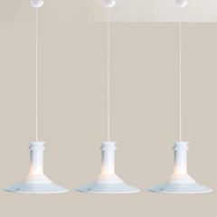 1 of the 3 White Holmegaard Hanging Lamps by Michael Bang, 1970