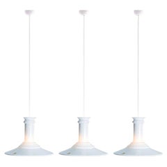 1 of the 3 White Holmegaard Hanging Lamps by Michael Bang, 1970