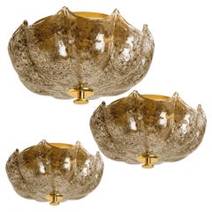 1 of the 3 Wonderful Kaiser Brown and Clear Flush Mount, Germany, 1960