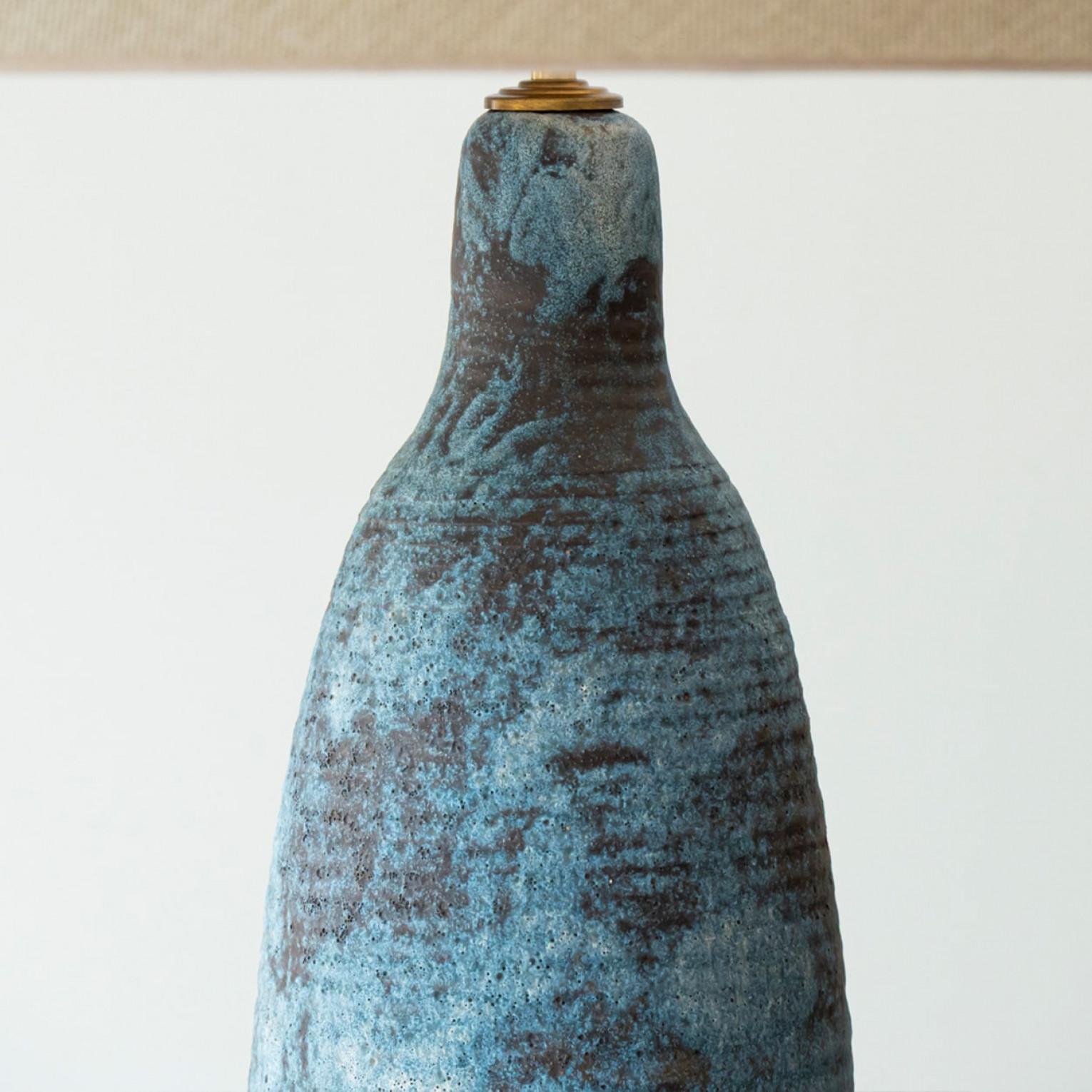 1 of the 3 XL Ceramic Floor Table Lamps, Custom Silk Lamp Shades by R. Houben in vendita 6