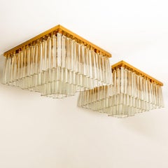 1 der 3 XL Flush Mounts aus klarem Goldglas im Stil von Venini, Italien 1970