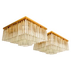 1 der 3 XL Flush Mounts aus klarem Goldglas im Stil von Venini, Italien 1970
