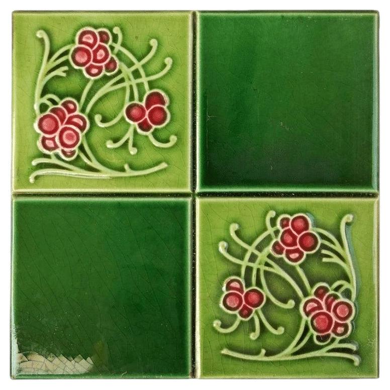 1 of the 30 Antique Glazed Relief Tiles by Gilliot Frères, Hemiksem, circa 1925