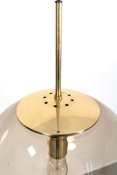 1 of the 3 Extra Large Blown Light Smoked Pendant Lights Limburg Glashütte 1960