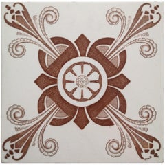 1 of the 30 Unique Antique Relief Tiles Art Deco Pattern, Le Claive, circa 1920