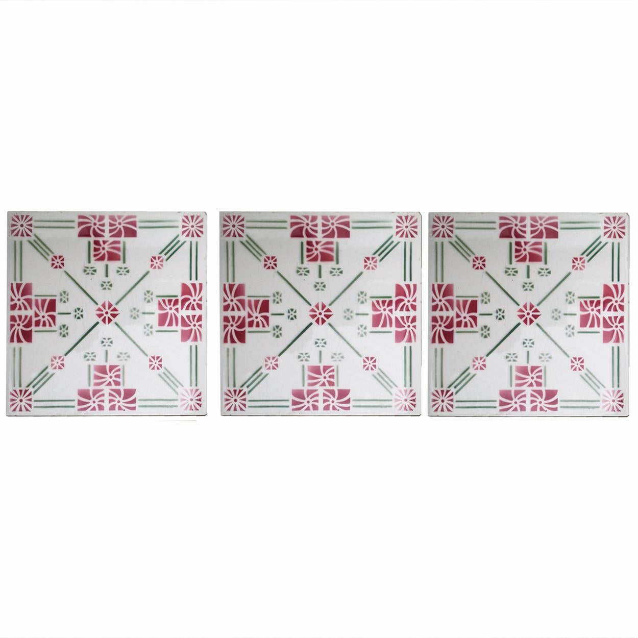 1 of the 32 Unique Antique Art Deco Tiles, Manufactured Around 1930 For