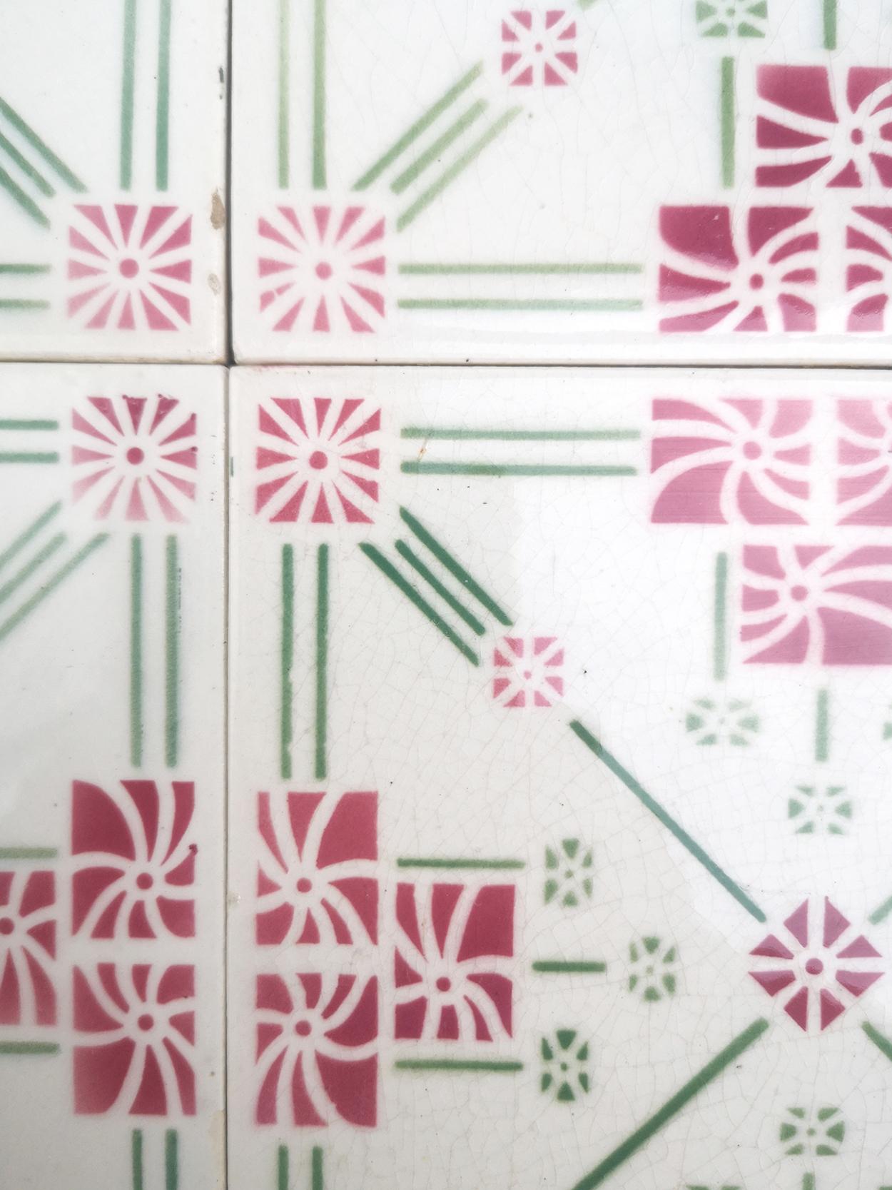 1 of the 32 Unique Antique Art Deco Tiles, Manufactured Around 1930 For