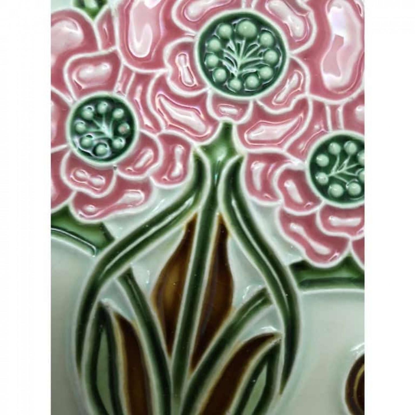 1 of the 35 Authentic Glazed Art Nouveau Relief Tiles, Gilliot, circa 1920s For Sale 4