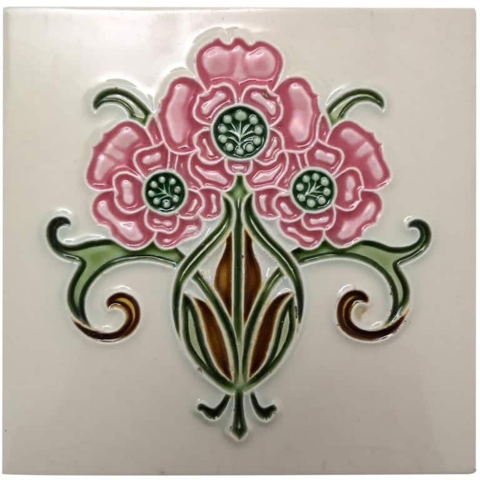 Belgian 1 of the 35 Authentic Glazed Art Nouveau Relief Tiles, Gilliot, circa 1920s For Sale