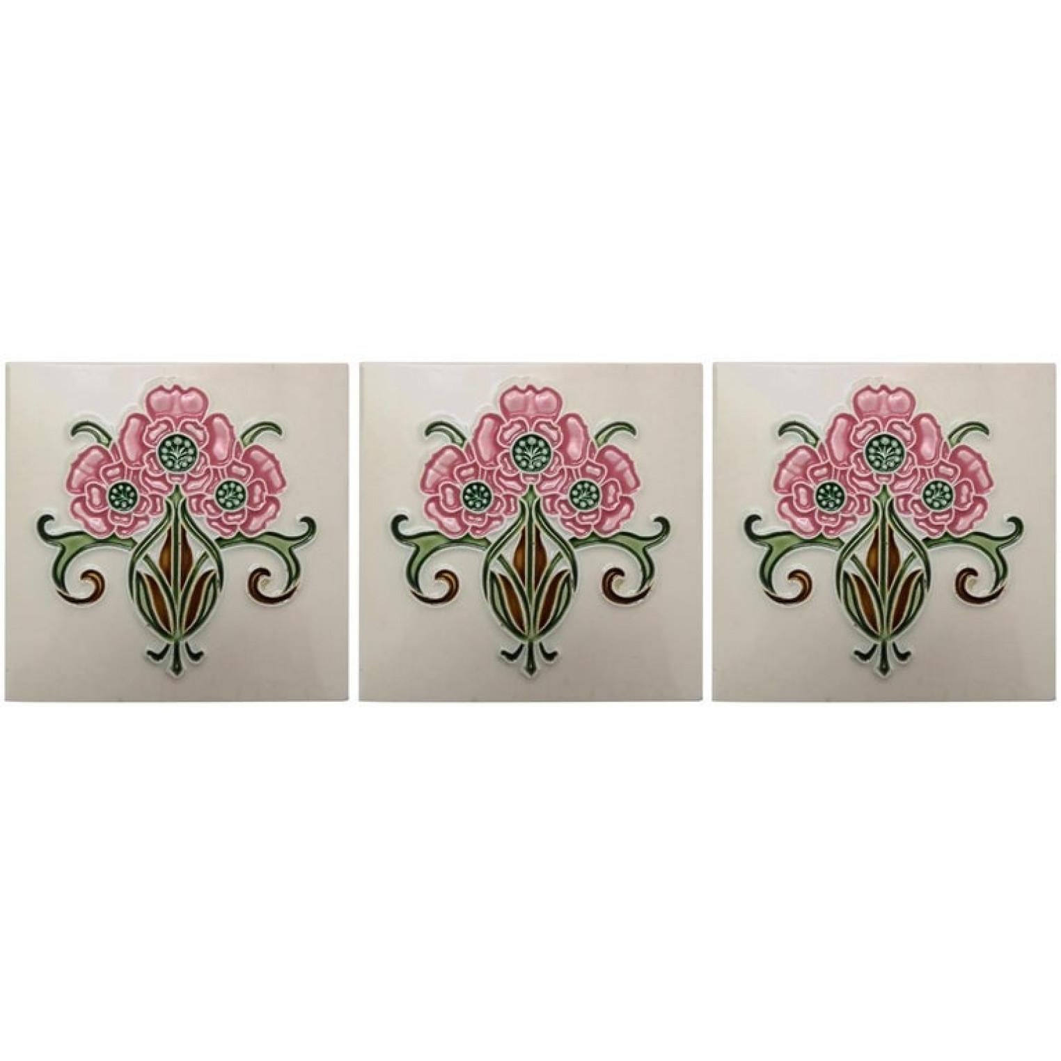 1 of the 35 Authentic Glazed Art Nouveau Relief Tiles, Gilliot, circa 1920s In Good Condition For Sale In Rijssen, NL