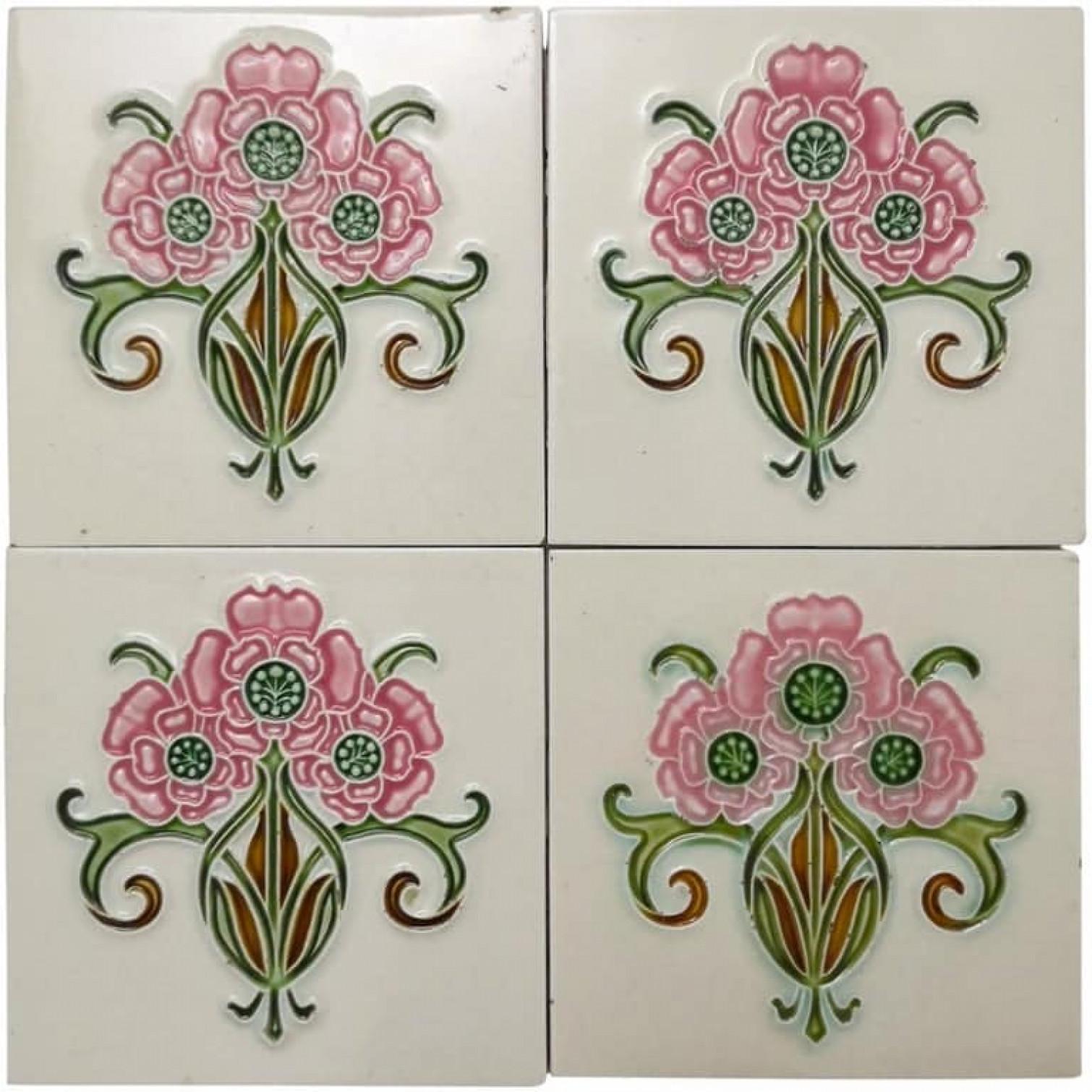 Mid-20th Century 1 of the 35 Authentic Glazed Art Nouveau Relief Tiles, Gilliot, circa 1920s For Sale