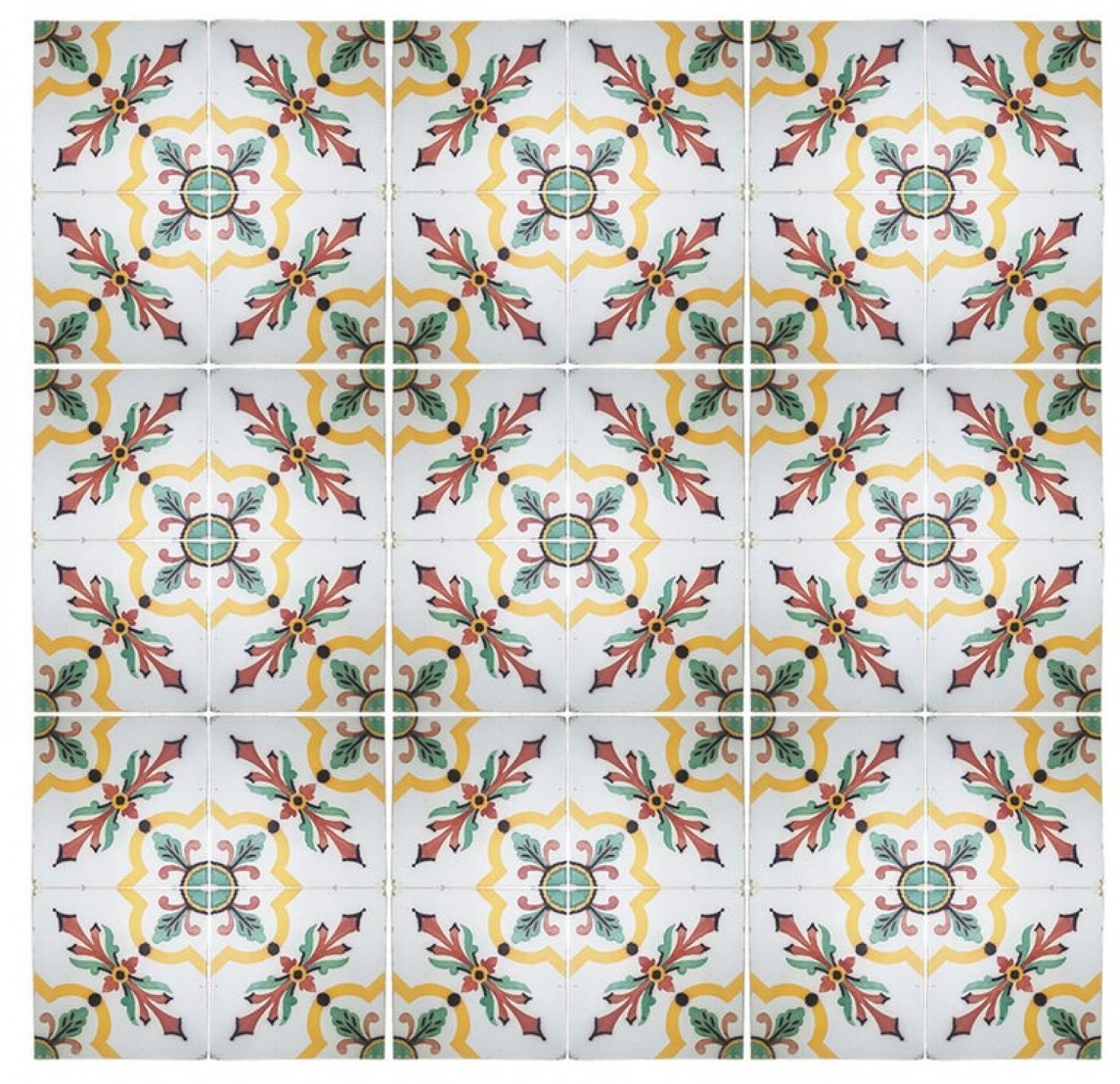 Folk Art 1 of the 350 Handmade Antique Ceramic Tiles by Devres, France, 1920s For Sale