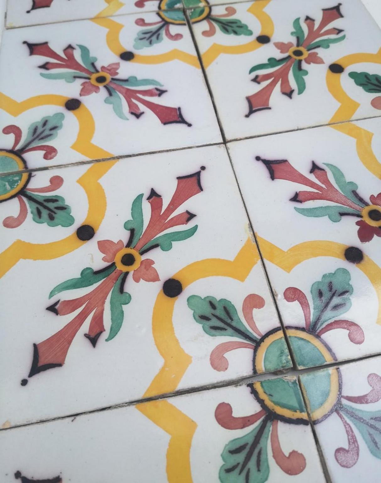 French 1 of the 350 Handmade Antique Ceramic Tiles by Devres, France, 1920s For Sale
