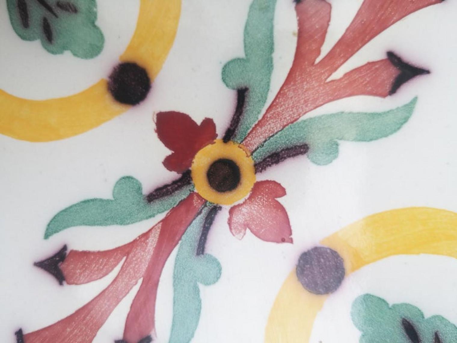 Glazed 1 of the 350 Handmade Antique Ceramic Tiles by Devres, France, 1920s For Sale