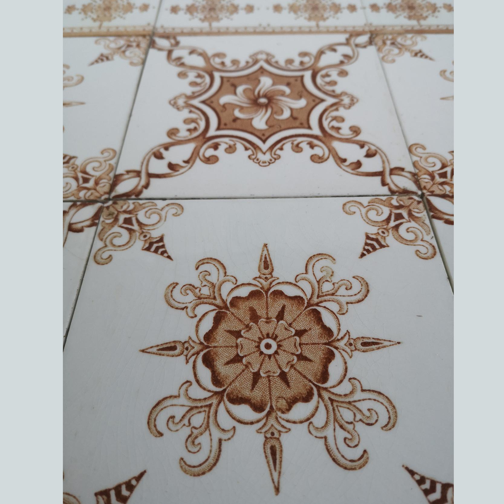 Art Deco 1 of the 36 Unique Antique Tiles, Societe Morialme circa 1920, Belgium For Sale